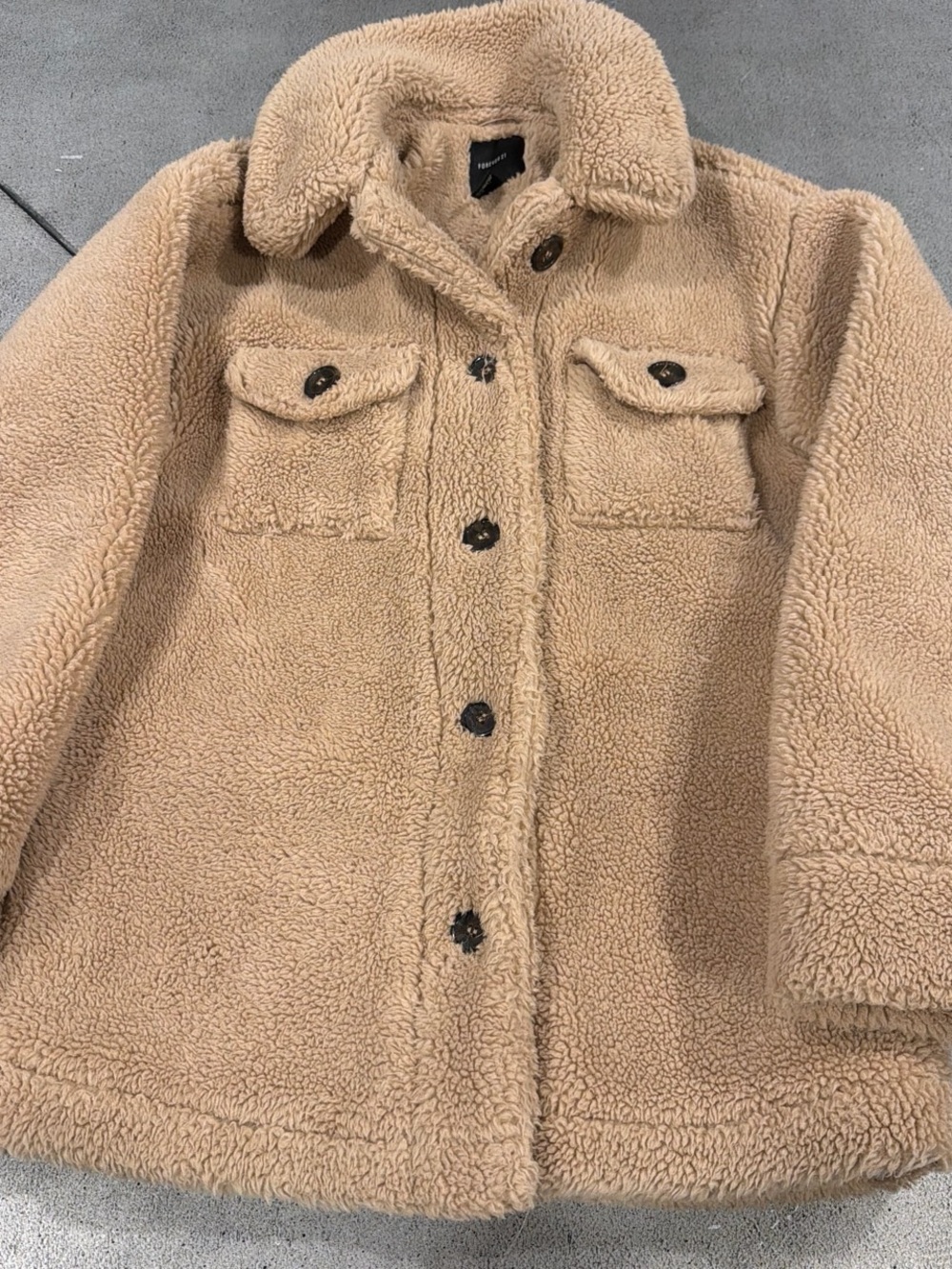 Forever 21 Tan Teddy Sherpa Button-Up Jacket